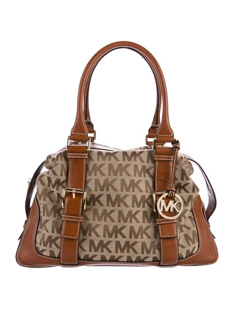 michael kors bag monogram|michael kors canvas shoulder bag.